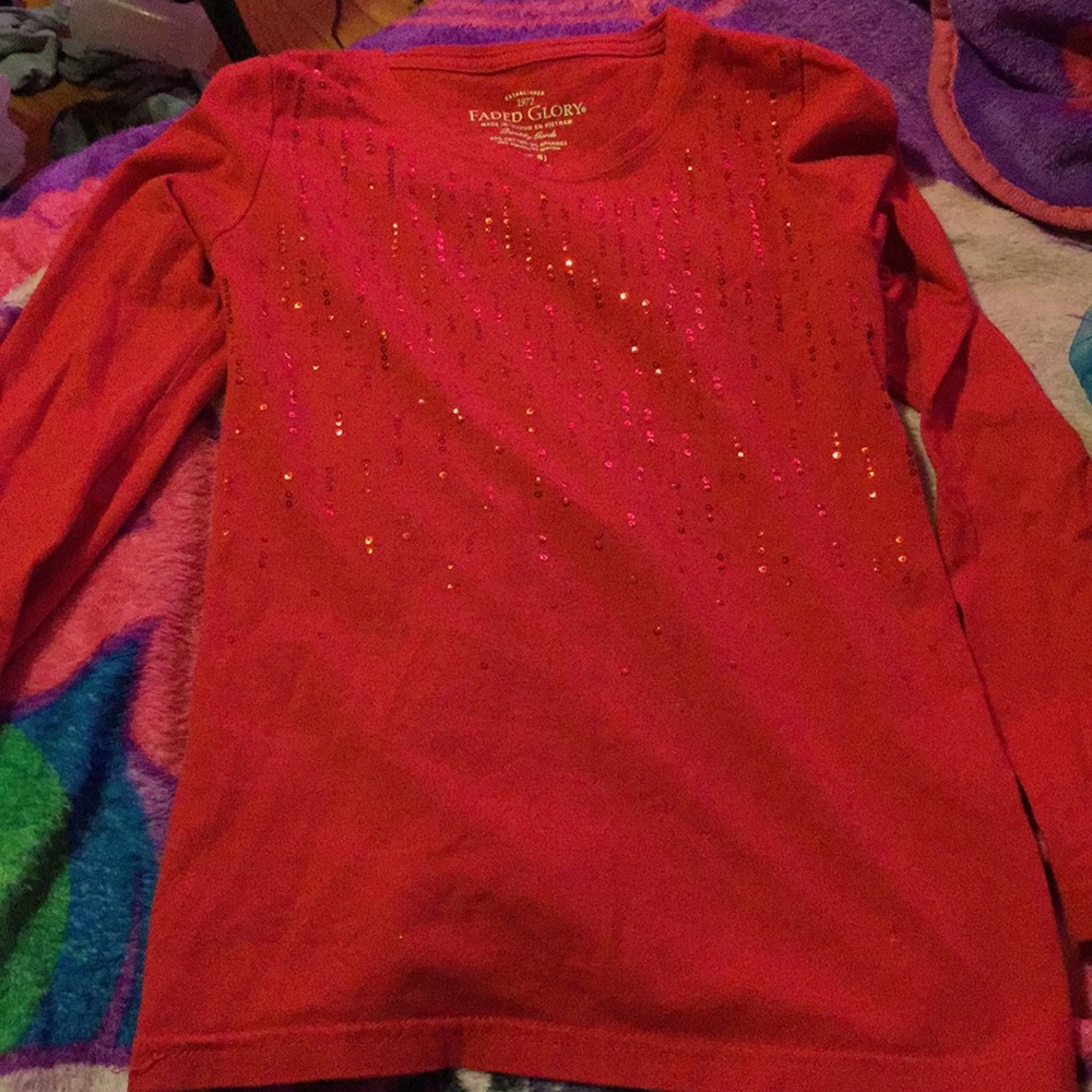 Red Sparkly Long Sleeve Shirt